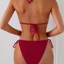 swimall Women's Halter Triangle Bikini Sets Sexy Two Piece Swimsuit Gold Metal Side Tie Bathing Suit (M)