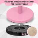 Ferraycle 4 Pcs Stainless Steel Pink Stanchions Post Queue 38 Inch, 5 ft Velvet Rope Carpet Ropes and Poles, Control Barriers for Wedding Birthday Party Decorations Sand Injection Hollow Base Set
