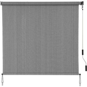 SMONTER Outdoor Sunshade Roller Shade 6'W x 6'H (72" Wx72 H), Exterior Cordless Roll Up Shades Blinds, UV Protection Shade Cloth with Crank Operation for Outside Windows Patio Porch Gazebo, Dark Grey