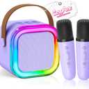 2025 Newest Mini Karaoke Machine for Kids Girls & Boys - Portable Bluetooth Speaker with 2 Wireless Microphones - Kids Birthday Gifts for Ages 4-10 - Kids' Instrument Accessories - Purple
