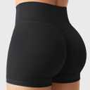 YEOREO Women's Biker Shorts 2.5" No Front Seam Elysina High Waist Hidden Scrunch Workout Gym Yoga Running Shorts (Black, M)