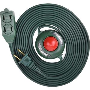 3 Outlet Extension Cord with Hand/Foot Switch and Light Indicator with Safety Twist-Lock, 16/2, 8 Feet Green, UL Listed