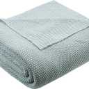 INK+IVY Bree Knit Throw Blanket for Bed, Sofa, and Couch, Lightweight, Breathable, Soft & Cozy Summer Blanket, King (108 in x 90 in), Aqua