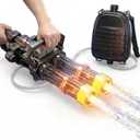 Uregoio Gatling Electric Water Gun for Adults, New Double Barrel Squirt Gun with Rotating and LED Light, Long Range Automatic Water Guns with Backpack, Two Batteries, Outdoor Toys for Kids Ages 8-12, Large