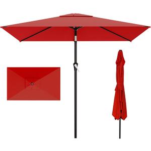 AreShark 6.5' x 10' Rectangular Patio Umbrellas for Outdoor, Outdoor Table Umbrella, Large Outdoor Patio Umbrellas with 6 Sturdy Ribs for Pool, Garden, Deck & Market (Red)