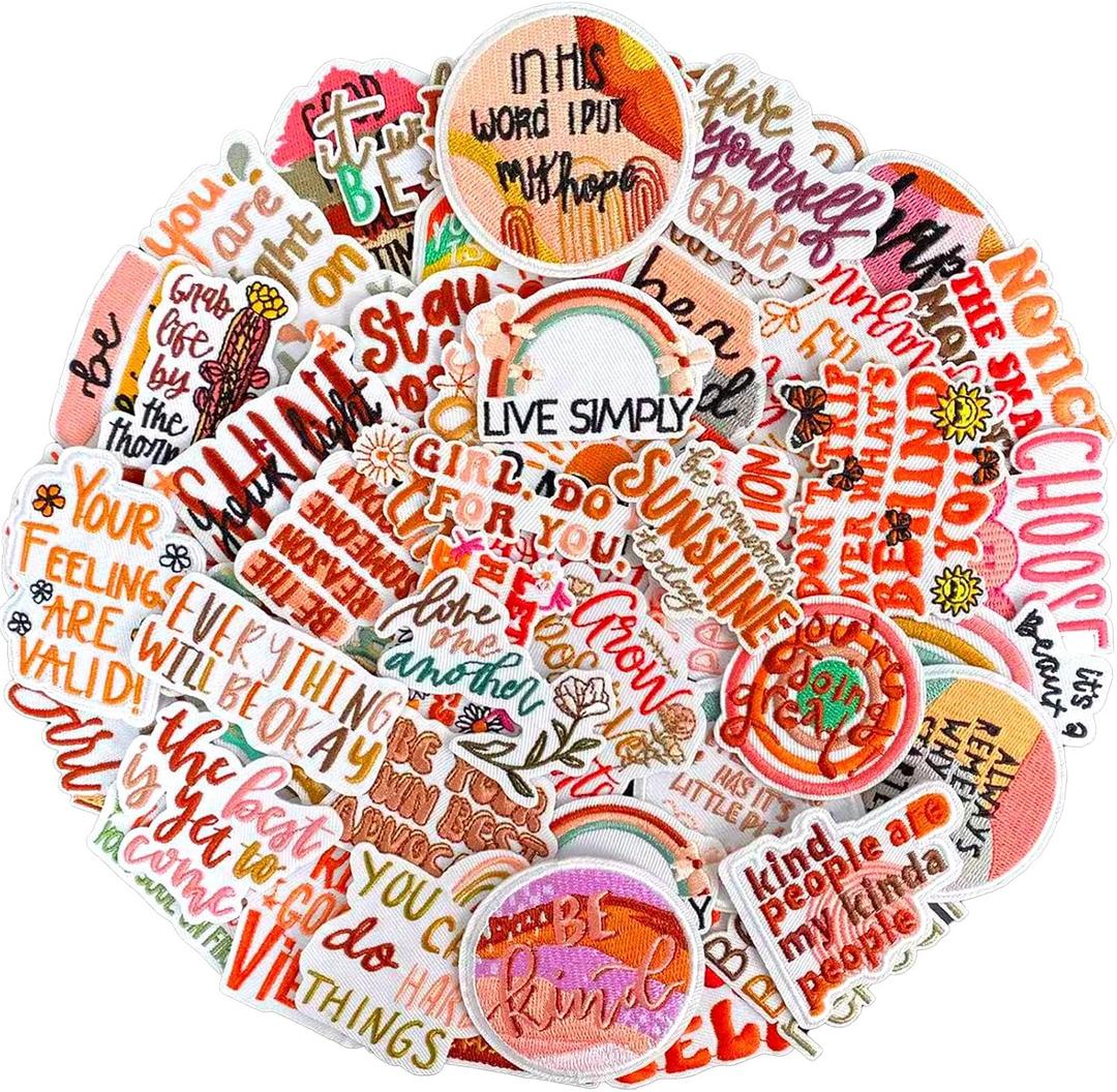 50PCS Boho Iron on Patch, Positive Patches for Clothes, Hats, Backpacks, Jackets, Bags