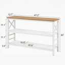 Hombazzar 3-Tier Sofa Table,Consoles Table for Entryway,White & Brown 47", 47IN