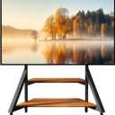 Mobile TV Stand for 65-100 Inch TVs,Adjustable Heights TV Mount Stands with Large Wood Shelf and Wheels,Modern Living Room Rolling TV Stand, Up to 220 lbs,VESA 800x600mm,Walnut(VC-Z1188)