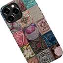 Case for iPhone 15 Pro,Hearts Roses Romantic Collage Tiles Phone Case Military-Grade Drop Protection Cover for Women Girl - Frosted
