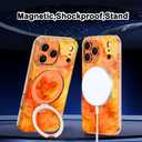 for iPhone 17 Pro Max Case,[Compatible with MagSafe][Magnetic Invisible Ring Stand],Shockproof Protective Slim Women Girl Case for Apple iPhone 17 Pro Max 6.9 inch,Orange Marble
