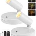 EZVALO Spot Lights Indoor, 5500mAh Rechargeable Picture Lights with Remote, Wireless Mini Art Accent Spotlights with Timer & Dimmable, 3-CCT, Uplights Indoor for Plants, Display (2-Pack-White)