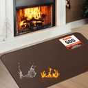 Fireplace Hearth Mat, 2'8'' x 4'11'' x 0.04'' Fireplace Mat Fireproof, Hearth Pads for Wood Stove Fireplace Indoor, Fireplace Rug Protects Floors Carpets from Sparks Embers, Brown