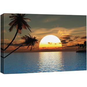 wall26 - Tropical Sunset Blue Water Endless Summer - Canvas Art Home Art - 47x24 inches