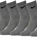 Nike Unisex Adult Everyday Cushioned Training Ankle Socks (6-Pack) (Large, Carbon Heather/Black)