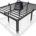 ROIL 14 inch Full Size Bed Frame with Headboard Hole and Round Corner Legs Mattress Retainers 3500LBS Heavy Duty Steel Slats No Box Spring Needed Platform Noise-Free Underneath Storage
