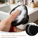 Back Scrubber for Shower & Face Scrubber, 2Pcs Silicone Exfoliating Brush Set with 17In Long Handle, Soft Body & Facial Cleansing Scrubber for Men Women