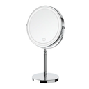 Lighted Makeup Mirror, 3000 mAh Rechargeable Double Sided Magnifying Mirror with 3 Colors, 1x/10x 360° Rotation Vanity Mirror, Brightness Adjustable Magnification Cosmetic Light up Mirror, Women Gift Chrom