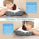 2 x Cervical Neck Pillow with 2 Heights (5.31/3.54 in), Queen Size Bed Pillow with Cooling Pillowcase, Contoured Memory Foam Pillow for Side, Back & Stomach Sleepers, Ergonomic Pillow for Neck Pain Relief