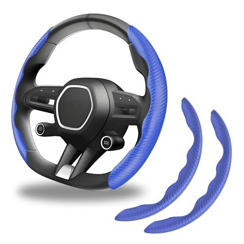 LTDCVTR 2pcs Carbon Fiber Anti-Skid Steering Wheel Cover, Anti-Skid Steering Wheel Cover/Segmented Steering Wheel Protector/Car Interior Accessories for Men/Women - Durable(Blue)