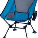 iClimb Ultralight Compact Camping Folding Beach Chair with Anti-Sinking Large Feet and Back Support Webbing (Blue - Square Frame)