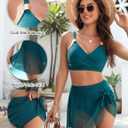 Blooming Jelly Womens High Waisted Bikini Set Gold Metal Two Piece Swimsuits Tummy Control Tie Knot 2026 Bathing Suits (Green, XL)