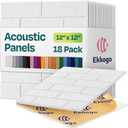 Acoustic Panels 18-Pack - Soundproof Wall Panels 12"X12"X0.4" Brick Style - Premium Sound Dampening - Easy Self-Adhesive Installation - White