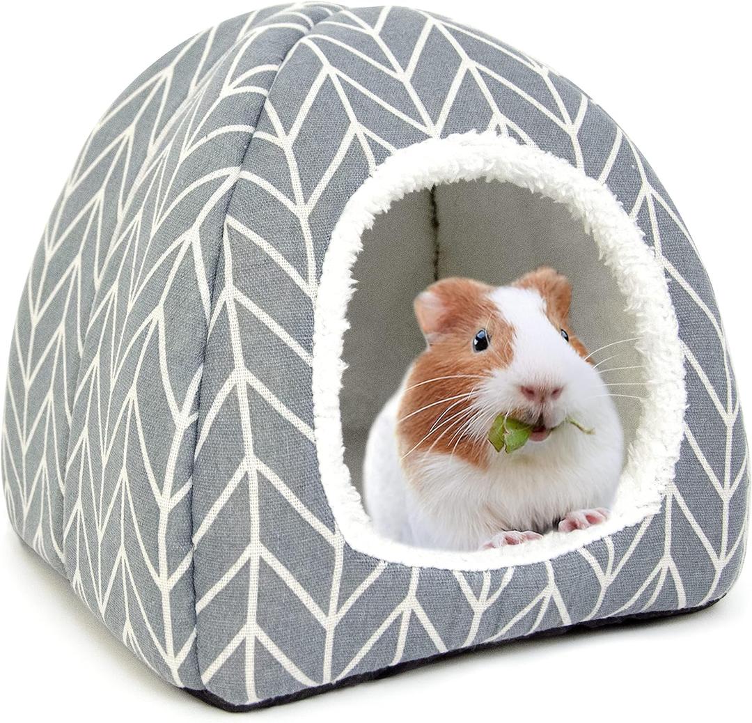 Guinea Pig Hideout Bed Dwarf Rabbit House Cave Accessories Cozy Hide-Out for Little Bunny Hedgehog Ferret Chinchilla&Other Small Animals (Grey)