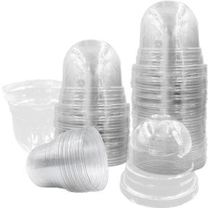 50 Pack Clear Plant Pot Domes, Transparent Seedling Domes Compatible with 4 Inch Seed Starter Pots for Indoor Outdoor Gardening(50Pcs, Clear)