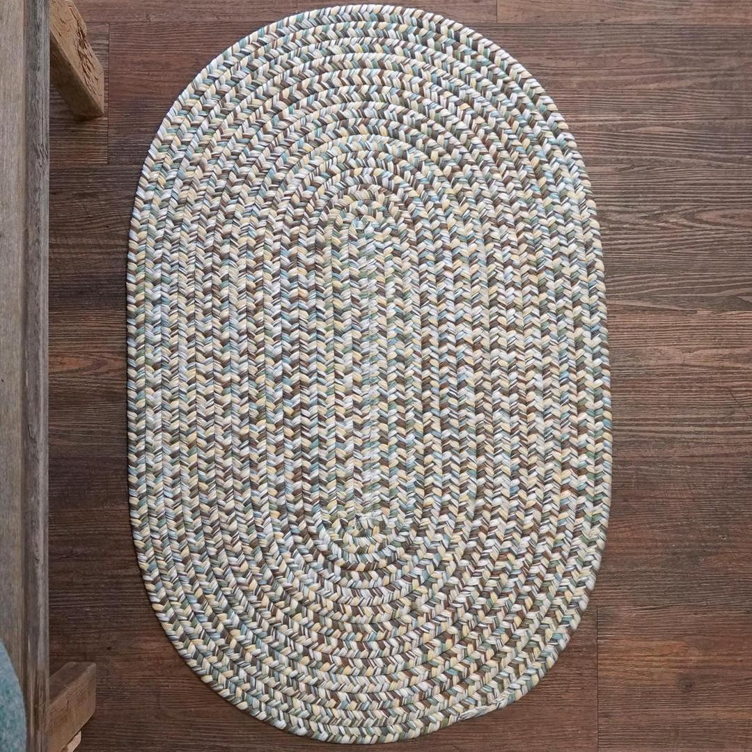 Colonial Mills Evelyn Tweed Reversible Braided 2X3 Scatter Throw Rug - Beachwood, Handcrafted in USA, Woven Texture, High Traffic, Entry, Kitchen, Living Room, Bed, Bath, Foyer, Porch - 2' X 3' Oval