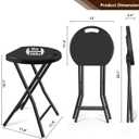 TAVR Furniture Portable Folding Chair with Handle, Heavy Duty Round Fold Stool Chair with 500lbs Capacity for Adults, 18 Inch Foldable Stool for Dorm, Kitchen, Vanity, Church and Outdoor use, Black, 1 Pcs 18-Inch