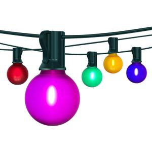 G40 Globe String lights, Frosted Multicolor LED Christmas Lights with 27 Shatterproof LED Bulbs, Hanging Christmas Tree Lights for Indoor Outdoor Holiday Party Backyard Christmas Decoration, Green Wire