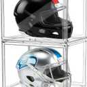 Extra Large 17.7" x 13" x 13" Clear Stackable Storage Bins, Acrylic Display Case with Magnetic Lids, Football & Motorcycle Helmet Showcase, Basketball, Sports Memorabilia Organizer (2 Pack)
