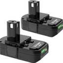 2-Pack 3.0Ah Replacement for Ryobi 18V Battery P102 P103 P104 P105 P107 P108 P109, Compatible with Ryobi One+ 18V Cordless Power Tools and Charger(Light Black)