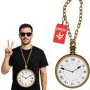 Nicky Bigs Novelties Morph Jumbo Clock Necklace Prop 10 Oversized Clock on 16 Chain White Rabbit Flavor HipHop Costume Accessory Lightweight Plastic Cosplay Halloween Decoration