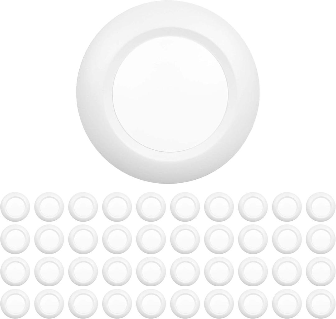  40 Packs 6 Inch LED Low Profile Recessed & Surface Mount Disk Light, Round, 15W, >900 Lumens, 3000K Warm White, CRI80, Driverless Design, Dimmable, ETL Listed, White