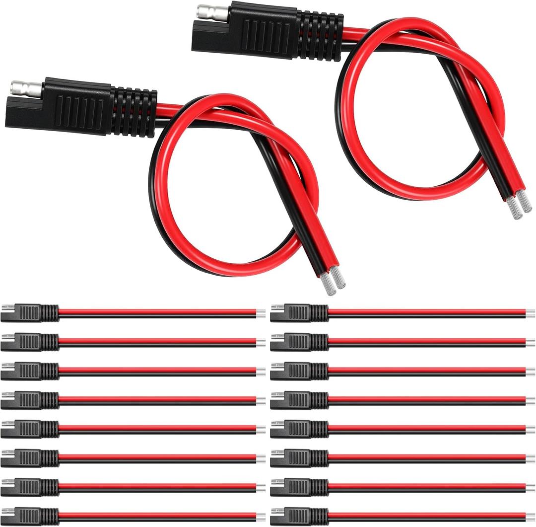 Frienda 8 Pack 12 Awg SAE Connectors Cable 1 Feet SAE Extension Cable Compatible with 2 Pin Single Plug Disconnect, Power Automotive Extension Connectors for Motorcycles, Cars, Solar Panels, Chargers