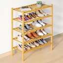 Smiry Bamboo Shoe Rack for Closet, 5 Tier Wooden Stackable Shoe Organizer, Free Standing Shoes Storage Shelf for Entryway, Front Door Entrance, Natural