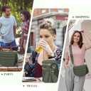 WOOMADA Checkered Crossbody Bag Bum Bag for Women, Fanny Pack Checkered Purse, Belt Bag with Shoulder Strap(Bean Green)