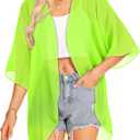 Women Kimono Cardigans Casual Summer Tops Cover up Open Front Floral Print Resort Wear 2026 (S)