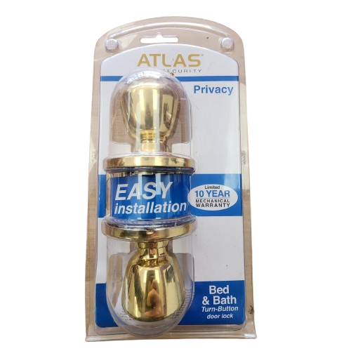 Atlas Tulip Polished Brass Bed & Bath Interior Door Handle Locking Turn-Button48