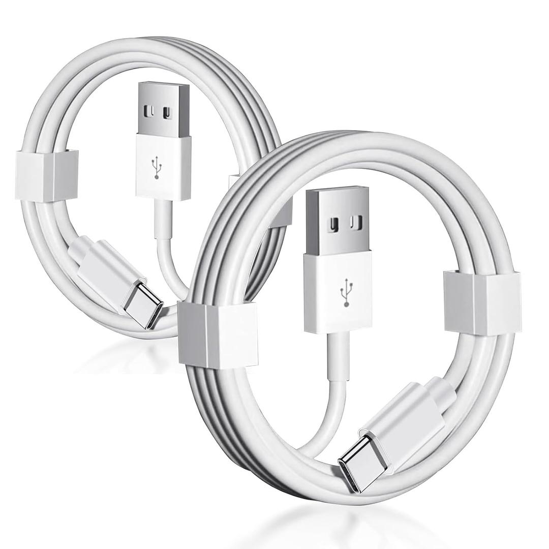 2 Pack 2ft Short Cord for iPhone 16e 17 Air 16 15 USB to USB C CarPlay Cable for iPhone 16 15 Pro Max 16 15 Plus, USB A to USB C Car Charger for iPhone 15, iPad Pro 12.9 inch, 4th, iPad Air 5th Mini 6