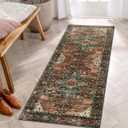 Moynesa Ultra-Thin Washable Runner Rug - 2x5 Laundry Room Rug Low Pile Hallway Rug Runner, Non Slip Non Shedding Pet Friendly Indoor Floor Carpet Runner for Bathroom Kitchen Living Room Bedside (Brick Red)