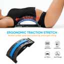 Lumbar Support Board & Back Stretcher - 4-Level Adjustable Cracker for Lower Back Pain Relief, Home Office Use (Blue) (Black)