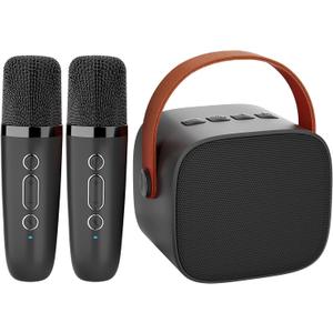 Karaoke Machine for Kids, 2026 Top Birthday Gifts for 4, 5, 6, 7, 8, 9, 10, 12+Years Old Girls Boys Grandkids, Portable Bluetooth Speaker with 2 Wireless Microphones Party (Black)