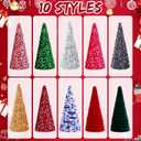 Liliful 8 Pieces Christmas Velvet Trees Set Modern Christmas Decor 4 Sizes Handmade Christmas Tabletop Centerpieces Trees Winter Decoration for Entryway Mantle Farmhouse (White Silver Sequin)