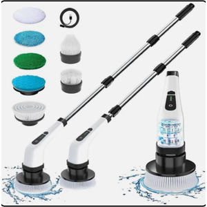 Electric Spin Scrubber -Cordless Shower Scrubber with 7 Replaceable, Brush Heads, Adjustable Extension Handle, Electric Scrubber for Cleaning, Cleaning Tool for Home/Kitchen/Bathroom