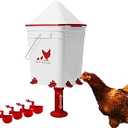 5 Gallon Chicken Waterer - 4 Horizontal Side Mount Poultry Nipples - for Up to 30 Chickens - Coop Feeder