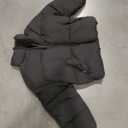 Women’s Winter Cropped Puffer Jacket Coat Casual Quilted Baggy Long Sleeve Zip Down Jackets Outerwear (XL, Black)