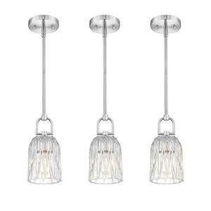 FEMILA 3 Pack Pendant Lights Kitchen Island, Brushed Nickel Glass Pendant Light for Kitchen Island Bedroom Hotel, 4FH83MIL3PK BN