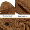 PASLTER Mens Fuzzy Sherpa Jacket Fluffy Fleece Open Front Cardigan Button Down Coat Winter Warm Thicken Lined Outwear (X-Large, Brown)